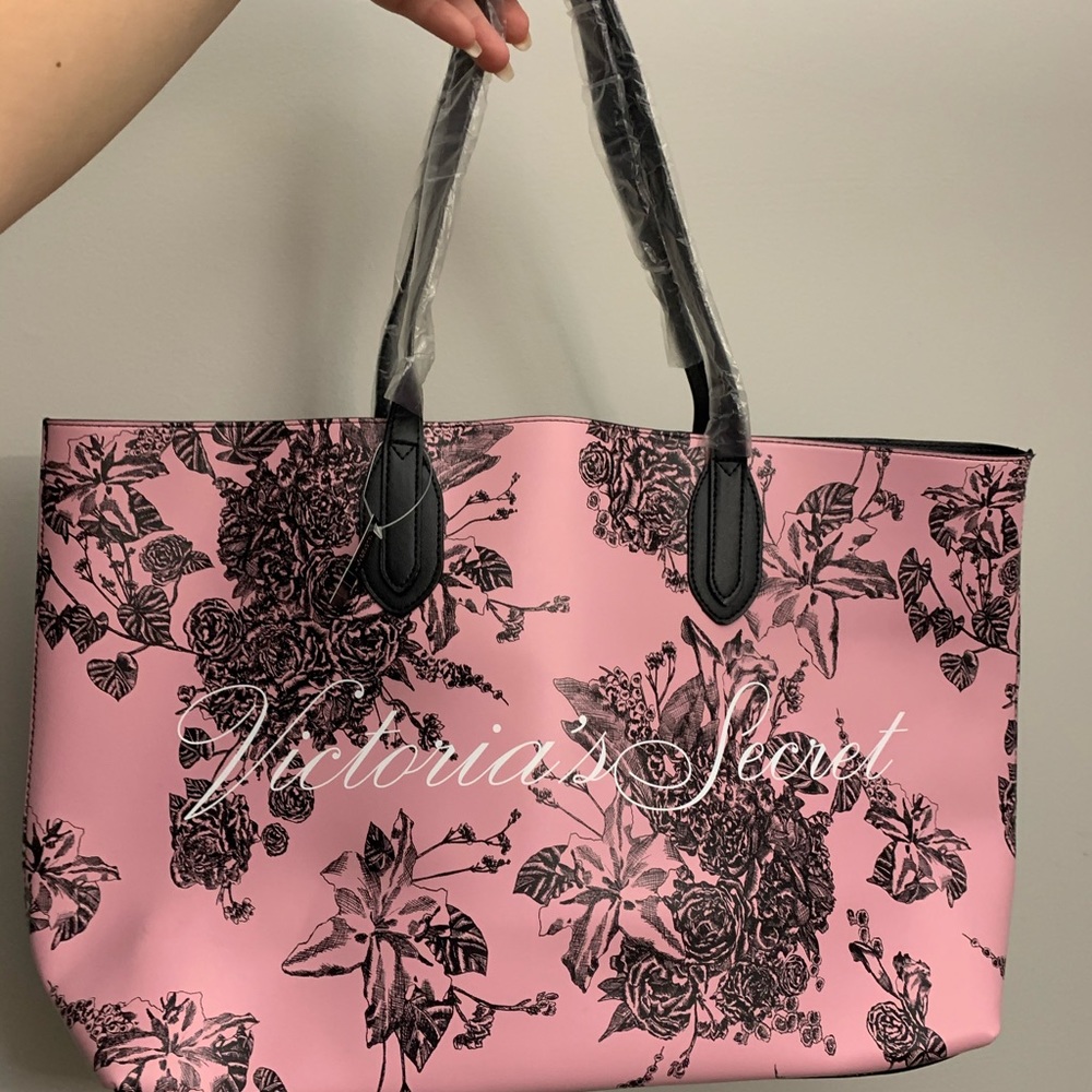 VICTORIA'S SECRET pink (rose) floral leather tote